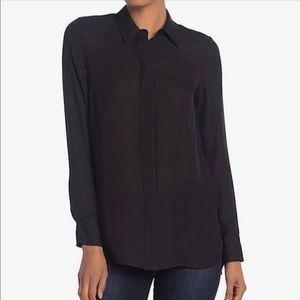 Vince. Concealed Placket Button Down Silk Blouse
